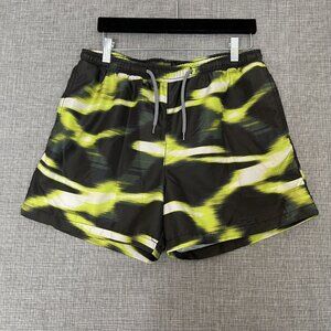 Nordstrom Open Edit Swim Shorts Mens Medium Yellow Green Black White